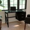 Flash Furniture Black Glass Computer Desk with Two Drawer Pedestal