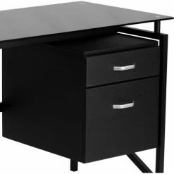 Flash Furniture Black Glass Computer Desk with Two Drawer Pedestal -Outlet Desks & Workstations Store FNAN WK 036 GG inset2