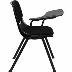 Flash Furniture Ergonomic Shell Chair - Right Handed Tablet Arm - Padded Fabric - Black -Outlet Desks & Workstations Store FRUT EO1 01 PAD RTAB GG inset1