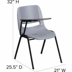 Flash Furniture Ergonomic Shell Chair - Right Handed Tablet Arm - Gray -Outlet Desks & Workstations Store FRUT EO1 GY RTAB GG DIMS