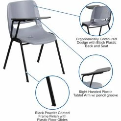 Flash Furniture Ergonomic Shell Chair - Right Handed Tablet Arm - Gray -Outlet Desks & Workstations Store FRUT EO1 GY RTAB GG inset4