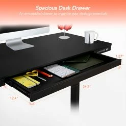 Flexispot All-in-One Height Adjustable Standing Desk, 48"L x 24"W, Chipboard, Black Top -Outlet Desks & Workstations Store FW8B 04