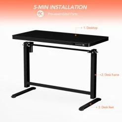 Flexispot All-in-One Height Adjustable Standing Desk, 48"L x 24"W, Chipboard, Black Top -Outlet Desks & Workstations Store FW8B 06