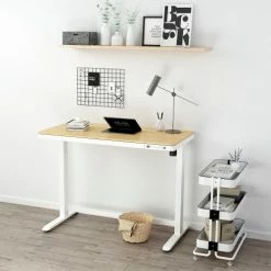 Flexispot All-in-One Height Adjustable Standing Desk, 48"L x 24"W, Chipboard, Oak Top -Outlet Desks & Workstations Store FW8M 03