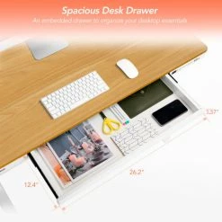 Flexispot All-in-One Height Adjustable Standing Desk, 48"L x 24"W, Chipboard, Oak Top -Outlet Desks & Workstations Store FW8M 05