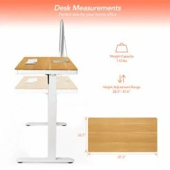 Flexispot All-in-One Height Adjustable Standing Desk, 48"L x 24"W, Chipboard, Oak Top -Outlet Desks & Workstations Store FW8M 06