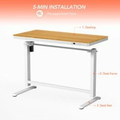 Flexispot All-in-One Height Adjustable Standing Desk, 48"L x 24"W, Chipboard, Oak Top -Outlet Desks & Workstations Store FW8M 07
