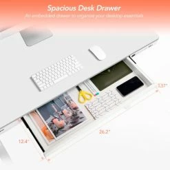 Flexispot All-in-One Height Adjustable Standing Desk, 48"L x 24"W, Chipboard, White Top -Outlet Desks & Workstations Store FW8W 05