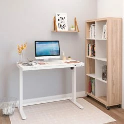 Flexispot All-in-One Height Adjustable Standing Desk, 48"L x 24"W, Chipboard, White Top -Outlet Desks & Workstations Store FW8W 08