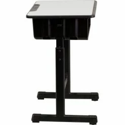 Flash Furniture Adjustable Height Student Desk - Gray Top / Black Pedestal Frame -Outlet Desks & Workstations Store FYU YCY 046 GG inset1