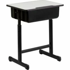 Flash Furniture Adjustable Height Student Desk - Gray Top / Black Pedestal Frame -Outlet Desks & Workstations Store FYU YCY 046 GG inset2
