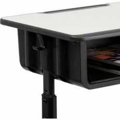Flash Furniture Adjustable Height Student Desk - Gray Top / Black Pedestal Frame -Outlet Desks & Workstations Store FYU YCY 046 GG inset5