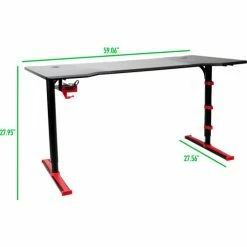 Mind Reader Products Mind Reader Adjustable Carbon Fiber Gaming Desk with 4-USB Ports, Headphone Holder, Cable Ports -Outlet Desks & Workstations Store GAMEDESK RED alt2