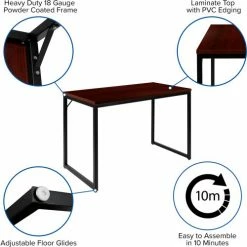 Flash Furniture 47" Industrial Style Office Desk - Mahogany -Outlet Desks & Workstations Store GC GF156 12 MHG GG inset4