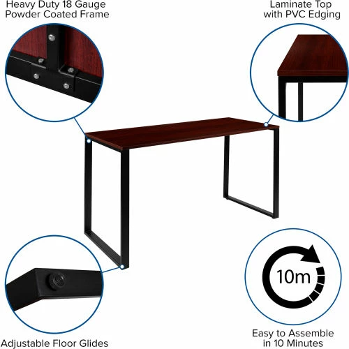 Flash Furniture 55" Industrial Style Office Desk - Mahogany 3 Flash Furniture 55" Industrial Style Office Desk - Mahogany - Image 3