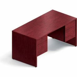 Global Furniture Group Global™ Wood Desk with Double Pedestal - 60" - Quartered Mahogany - Genoa Series