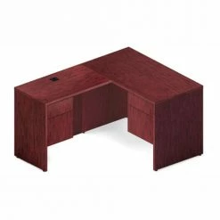 Global Furniture Group Global™ L Desk - 60" - Quartered Mahogany - Genoa Series