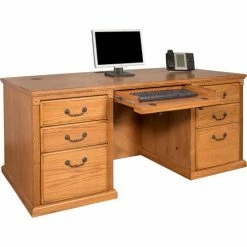 Martin Furniture Executive Desk - Double Pedestal - Wheat - Huntington Oxford Series -Outlet Desks & Workstations Store HO6801W 002
