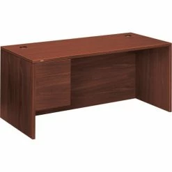 HON® Wood Desk with Left Pedestal - 66"W x 30"D x 29-1/2"H - Mahogany - 10500 Series