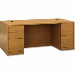 HON® Wood Desk - Full Height Pedestals - 72"W x 36"D x 29-1/2"H - Harvest - 10500 Series