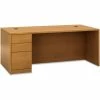 HON® Wood Desk - Full Height Left Pedestal - 66"W x 30"D x 29-1/2"H - Harvest - 10500 Series