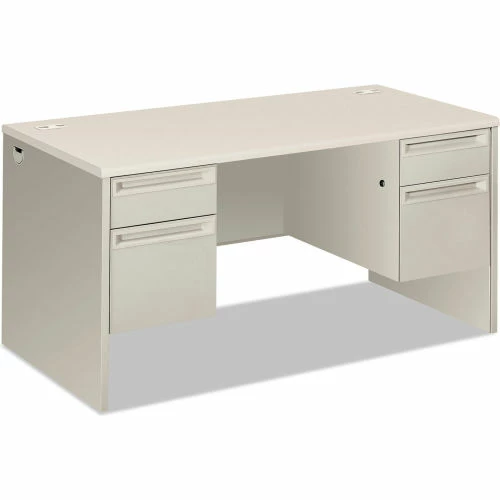 HON® Double Pedestal Desk - 60"W x 30"D x 30"H - Silver Mesh/Light Gray - 38000 Series 1 HON® Double Pedestal Desk - 60"W x 30"D x 30"H - Silver Mesh/Light Gray - 38000 Series