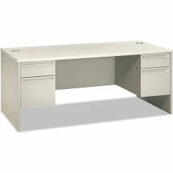 HON® Double Pedestal Desk - 72"W x 36"D x 30"H - Silver Mesh/Light Gray - 38000 Series