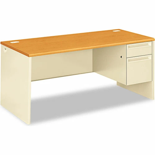 HON® Right Pedestal Desk - 66"W x 30"D x 29-1/2"H - Harvest/Putty - 38000 Series 1 HON® Right Pedestal Desk - 66"W x 30"D x 29-1/2"H - Harvest/Putty - 38000 Series