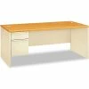 HON® Left Pedestal Desk - 72"W x 36"D x 29-1/2"H - Harvest/Putty - 38000 Series