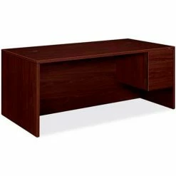 HON® Wood Desk - Single Right Pedestal - 72" - Mahogany - 10500 Series