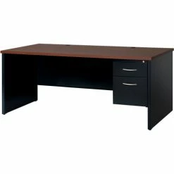 Hirsh Industries® Modular Steel Desk - Single Right Pedestal - 72 x 36 - Black/Walnut -Outlet Desks & Workstations Store HRI 20535 B2248109 SinglePed Black
