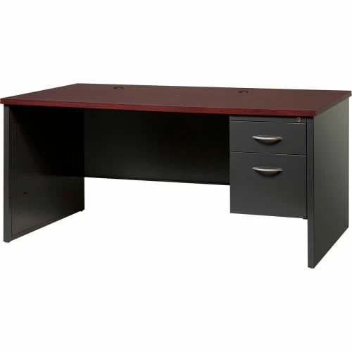 Hirsh Industries® Modular Steel Desk - Single Right Pedestal - 66 x 30 - Charcoal/Mahogany 3 Hirsh Industries® Modular Steel Desk - Single Right Pedestal - 66 x 30 - Charcoal/Mahogany - Image 3