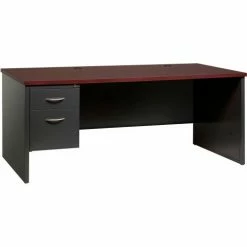 Hirsh Industries® Modular Steel Desk - Single Left Pedestal - 72 x 36 - Charcoal/Mahogany -Outlet Desks & Workstations Store HRI 20542 B2248145 SinglePed Charcoal
