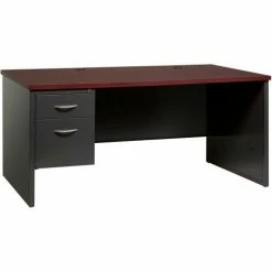 Hirsh Industries® Modular Steel Desk - Single Left Pedestal - 66 x 30 - Charcoal/Mahogany -Outlet Desks & Workstations Store HRI 20544 B2248140 SinglePed Charcoal