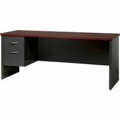 Hirsh Industries® Modular Steel Credenza - Single Left Pedestal - 72 x 24 - Charcoal/Mahogany -Outlet Desks & Workstations Store HRI 20556 B2248101 SinglePed Charcoal