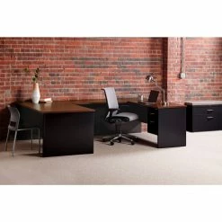 Hirsh Industries® Modular Steel Desk Bridge - 48 x 24 - Black/Walnut -Outlet Desks & Workstations Store HRI 20557 B2248092 SteelBridge Black