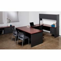 Hirsh Industries® Modular Steel Desk Bridge - 48 x 24 - Charcoal/Mahogany -Outlet Desks & Workstations Store HRI 20558 B2248094 SteelBridge Charcoal