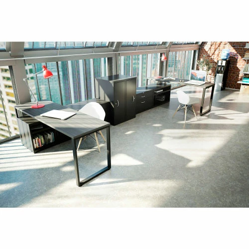 Interion By Global Industrial Interion® Open Plan Standing Height Desk - 60"W x 30"D x 40"H - Gray Top with Black Legs 4 Interion By Global Industrial Interion® Open Plan Standing Height Desk - 60"W x 30"D x 40"H - Gray Top with Black Legs - Image 4