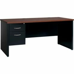 Hirsh Industries® Modular Steel Credenza - Single Left Pedestal - 72 x 24 - Black/Walnut -Outlet Desks & Workstations Store HSH 20555