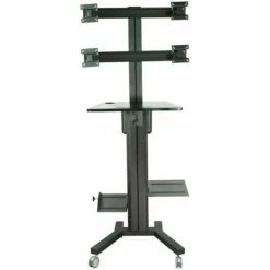 TygerClaw LVW8607 Mobile PC Cart with Quad Monitor Mounts, Black -Outlet Desks & Workstations Store HVI LVW8607
