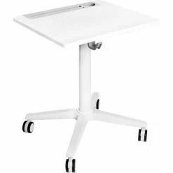 Seville Classics Airlift® XL Sit-Stand Mobile Desk with Cup Holder, White -Outlet Desks & Workstations Store ID5 OFF65904