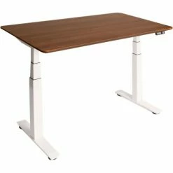 Seville Classics AIRLIFT™ S3 Electric Height Adjust Desk - 54"W x 28"D x 25.6"-51.4"H - Walnut with White Frame -Outlet Desks & Workstations Store ID5 OFFK65827 01