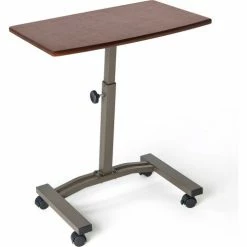 Seville Classics Height Adjustable Mobile Laptop Desk Cart, Walnut -Outlet Desks & Workstations Store ID5 WEB162