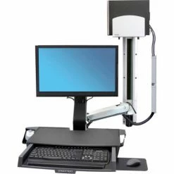 Ergotron® 45-270-026 StyleView® Sit-Stand Combo System with Worksurface, Polished Aluminum -Outlet Desks & Workstations Store IM0 45 270 026