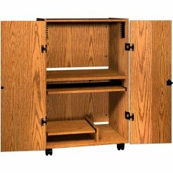 Ironwood Computer Tower Security Unit, 32-1/4"W x 24"D x 52"H, Medium Oak