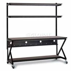 Kendall Howard™ 72" Performance 100 Series LAN Station with Half Bottom Shelf, African Mahogany