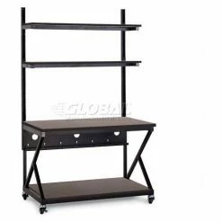 Kendall Howard™ 48" Performance 200 Series LAN Station with Full Bottom Shelf, African Mahogany