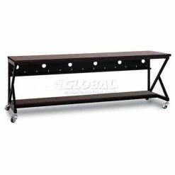 Kendall Howard™ 96" Performance 400 Series LAN Station with Half Bottom Shelf, African Mahogany