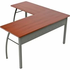 Linea Italia Trento L-Shaped Desk, Corner Desk, 60"W x 60"D x 30"H, Cherry -Outlet Desks & Workstations Store LI9 ZUC737