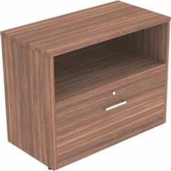 Linea Italia Urban Storage Credenza with Locking Drawer, 30"W x 16"D x 24"H, Natural Walnut -Outlet Desks & Workstations Store LI9 ZUNI603